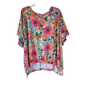 🥳 3/$30 The Zig Zag Stripe Multicolor Floral Print Blouse Size M